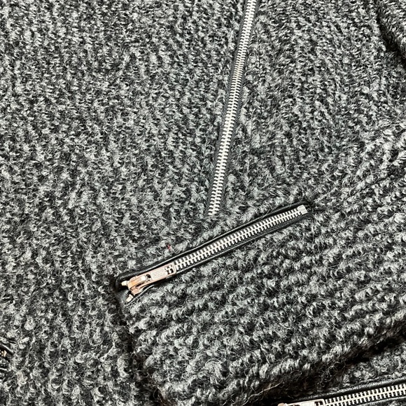 MAISON SCOTCH Wool Blend Boucle Moto Style Blazer Faux Leather Trim US Sz 2 - Picture 9 of 13